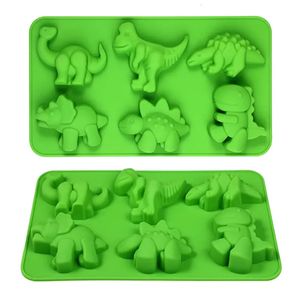 Moldes de cozimento Dinossauro Silicone Bolo Molde para Kid Cartoon Dino Chocolate Candy Bandeja Sabão Vela Fazendo Ferramentas Cupcake Topper Decorando 231213