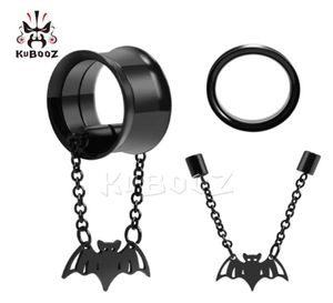 Kubooz Stainless Steel Bat Chain Spider Gauges أنفاق أنفاق المجوهرات جسم ثقب الحلق الموسعات كلها من 6 مم إلى 25m3619849