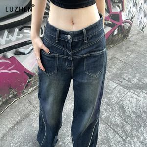 Tute da donna Pagliaccetti Y2k Grunge Baggy Mom Jean Anni 2000 Retro Vita alta Gamba larga Pantaloni denim casual Streetwear Basic Straight Harajuku 231213