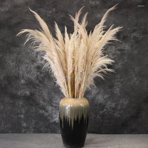 Flores decorativas fofas grandes pampas secas grama boho arranjo de casamento decoração longas plumas preservadas rosa bege pampas branqueadas