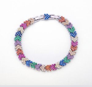 Hip hop cobre multicolorido gelado para fora strass seta link corrente pulseiras com corrente de extensão para homens mulheres jóias 9446546