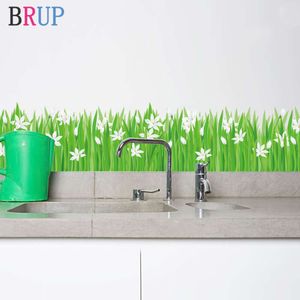 Taze Yeşil Çim Söküm Sticker Sanat Çim Duvar Dekoru Yaratıcı Mutfak Dekorasyonu PVC Vinil Duvar Kağıtları Su Geçirmez Çıkarılabilir