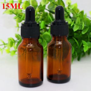 Großhandel E-Saft 15 ml bernsteinfarbene Glasflaschen mit Tropftropfer für E-Liquid 15 ml schwarze Kappen ZZ