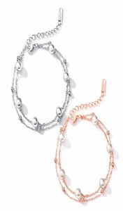 Braccialetti con ciondoli di perle a doppio strato S925 Sterling18K Oro rosa Piccoli gioielli di design fresco per le donne Elegante giorno del Ringraziamento Reggiseno7749430