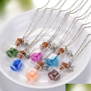 Pendant Necklaces Aquarius Angel Sand Necklace Pendant Necklaces Cute Romantic Gift Alloy Glass Wholesale Drop Delivery Jewelry Neckla Otpsm