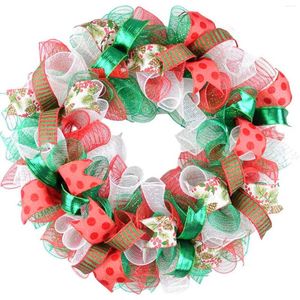 Fiori decorativi 4 rotoli Rosso Bianco Candy Cane Decor Rotolo di maglia Ghirlanda Albero Strisce Decorazione natalizia fai da te Nastro Matrimoni Imballaggio di fiori