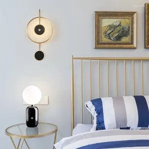 Wall Lamps Living Room TV Background All Copper Marble Lamp Designer Creative Bedroom Bedside Decorative