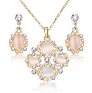 Mode Opal Schmuck Sets Für Frau Zirkonia Tropfen Vergoldet Halskette Anhänger Ohrringe Aussage Braut Hochzeit Geschenk9459483