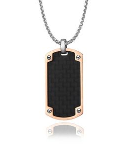 Pendant Necklaces Carbon Fiber Dog Men's Necklace For Military Army Soldier Jewelry Gift Stainless Steel 24Inch Chain Link4097610
