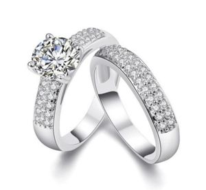 Ny modebröllopsring Fourclaw Micro Inlay Zircon Par Ring Fashion Antireal Diamond Ring Trade SMycken Whole3771448
