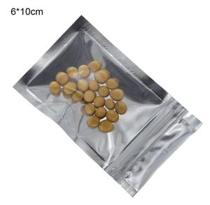 200pcslot 610 cm Silver Zip Lock Front Clear Plastic Food Package Bag Top Zipper Aluminium Foil Package Bag For Nut Snacks Torkade F2481672