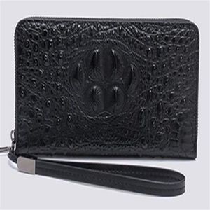 New Men Long wallets real leather crocodile grain hard shell 20cm Length Business casual Cluth wallets multi-slots single zipper227c