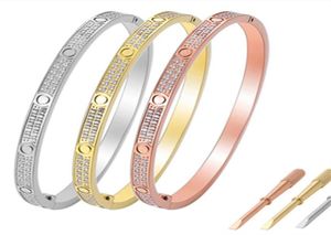 Amor diseñador Joyería pulsera de moda brazalete de oro para mujeres hombres tres filas y dos filas diamante acero inoxidable boda de lujo gi5000927