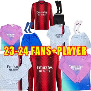 Uzun Kollu 23/24 AC Ibrahimovic Giroud Futbol Formaları 2023 Pulisic Theo Tonali Gömlek Romagnoli Leao S.castillejo Reijnders Saelemaekers Hayranlar Oyuncu Kitleri Milanes