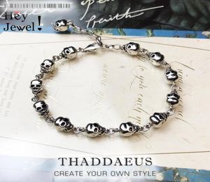 Skulls Link Chain Bracelets Punk 925 Sterling Srebrna modna biżuteria uliczna styl Europa dla mężczyzn Prezent 2103156453306