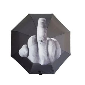 Regenschirme Handbuch Regenschirm Regen Mittelfinger Frauen Männer winddicht falten Parasol Persönlichkeit Schwarzer Mann 231213