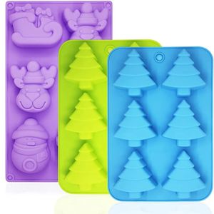 Baking Moulds Christmas Tree Silicone Snowman Socks Cake Chocolate Candy Handmade Soap Trays 231213