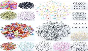 500PCS 7 mm akrylowy mieszany alfabet litera monetę okrągła płaskie luźne koraliki dystansowe do biżuterii produkująca bransoletka DIY Akcesoria 2073558