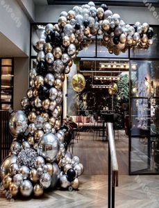 192 pz Metallo Argento Palloncini Ghirlanda Decorazioni di Nozze FAI DA TE Cromo Oro Champagne Nero Opaco Palloncino Arco Compleanno Festa Decor X8479363