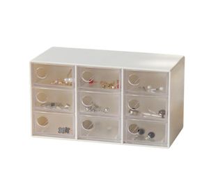 Mini organizador de gaveta de jóias com 9 gavetas caixa de armazenamento de artesanato de arte grampos de cabelo recipiente caixa de armazenamento de material de escritório 7529602