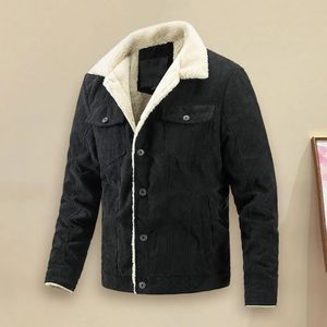 Mens Jackets Mens winter wool coat Corduroy casual Parka lapel mens warm jacket two pockets single chest 231213