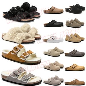 Yüksek kaliteli 2024 Bostons tıkanık sandalet birkin stok arizonas erkek erkek terlikler kürk slaytlar flips platform eğitmenleri spor ayakkabılar loafers shearling süet EUR 35-45