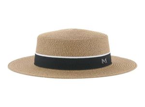 Straw VaLieskull Caps Hat S for Women Bucket Flat Top Brim Brim Khaki Band Luksus Formal Beach Elegant Women039s Summer L22104769694