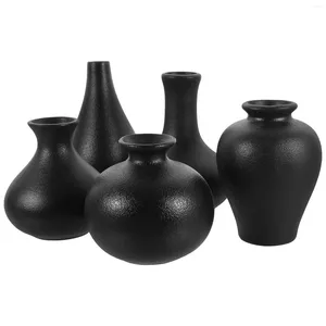 Vasos 5 pcs cerâmica flores pretas vaso garrafa de flor moderna decoração de casa