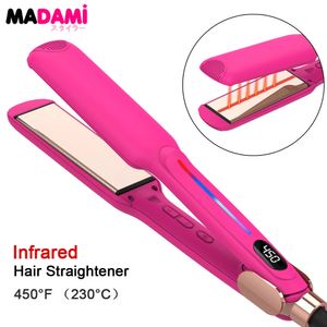 Hair Straighteners Infrared Hair Straightener Curler Plate Fast Heating Flat Iron 230 / 450°F Professional Salon Styling Tool 110V-240V 231211