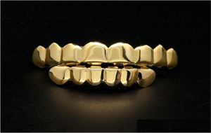 Dentystyczne złote zęby Gollz Zestaw mody bioder biżuterii wysokiej jakości osiem 8 górnych zębów sześć dolnych grilli Drop de4251523