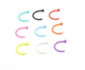 Hengke smycken akryl öppen näsa liten tunn hoop bioflex ring piercing stud kropp smycken neon färg 20g 8mm5499392