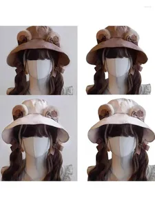 Cappelli a tesa larga Cappello da orso di cartone animato Cappello da pescatore Accessorio per ornamento del costume per ragazza adolescente anti-sole