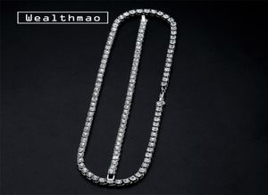 5mm Men039s Hip Hop Bling Bling Iced Out Tennis Chains 1 Row Necklaces Bracelet Crystal Luxury Silver Gold Color Men Chain Jewe2011624