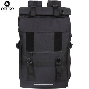 Ozuko 40L Plecak podróżujący o dużej pojemności Mężczyźni Plecak laptopa USB dla nastolatków wielofunkcyjny Travel Male School Bag 211203244D