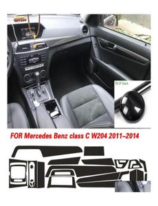 Автомобильные наклейки для C Class W204 20112014, внутренняя центральная панель управления, дверная ручка, 3D 5D наклейки из углеродного волокна, стильные капли Deli2809949