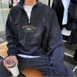 Erkek Hoodies Sweatshirts Moda Erkekler Sokak Giyim Giyim Sweatshirt Sweatshirt Stand Yaka Saklama Sıradan Gevşek Polo Gömlek Sonbahar Kış Genç Hoodie J231213