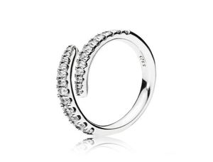 Clear CZ Diamond Shooting Star Ring Set Original Box för 925 Sterling Silver Women Girls Wedding Meteor Open Rings2441861