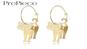 Charm Prepiece Trendy Pearl Hoop Earrings for Women Gold Color Imitation 3D Söt Animal Cat Handgjorda modesmycken PE14232300450