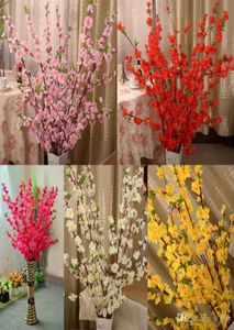 160 pz artificiale ciliegio primavera prugna fiore di pesco ramo fiore di seta albero per la decorazione della festa nuziale bianco rosso giallo rosa7882058