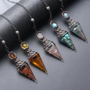 Pendant Necklaces 7 Chakra Healing Crystals Pendulum For Dowsing Divination Quartz Natural Stone Retro Pendulums Reiki Pendulo