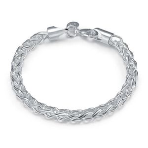 Pulseira torcional banhada a prata; Nova chegada moda masculina e feminina pulseira de prata 925 SPB070282Y