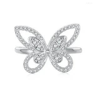 Cluster Ringe S925 Sterling Silber Schmetterling Ring Weibliche Minderheit Licht Luxus Micro Set Zirkon Super Fee Stil