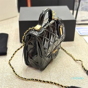 Luxury Brand Backpack Designer Crossbody Bag Women Nameplate Tofu Bag Patent Leather Hardware Accessories Vintage Handbag Metal Chain Postman