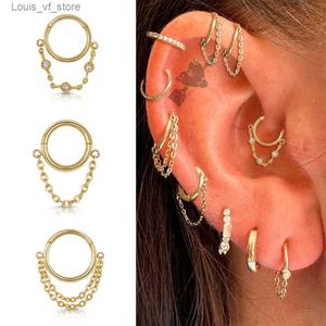 Charm 1PC Edelstahl Creolen Kette Septum Piercing Nasenringe Tragus Septum Knorpel Piercing Schmuck für Frauen Männer Mädchen T231213