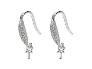 Earrings Settings 925 Sterling Silver Zircon Hook Findings DIY Jewelry Making for Drop Pearl 5 Pairs5516521