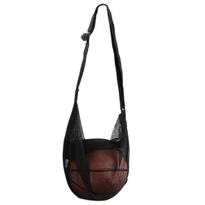 Palline Borsa sportiva portatile Borsa a rete in nylon con tracolla Borsa a rete singola per trasporto pallacanestro Pallavolo 231213