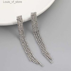 Ohrstecker, minimalistisch, luxuriös, bunt, Strass, lange Quaste, Ohrclips für Frauen, Braut, nicht durchbohrt, baumelnde Ohrringe, Party-Schmuck T231213