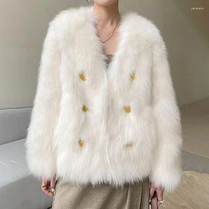 Women's Fur 2023 Winter Short Woman Wool Coat Clothes Korean Japanese Overfit Velvet Cute Zipper Luxury Designer Clothing Women