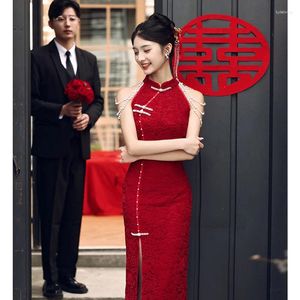 Ethnic Clothing Retro Chinese Wedding Dress Traditional Cheongsam Elegant Bride Qipao Slim Mandarin Collar Modern Cheongsams