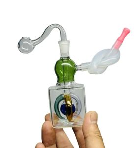 Glass Hookah Oil Rig Bong Water Pipes med 10 mm manlig brännare rör tjock återvinnare Huvudbongar för rökning